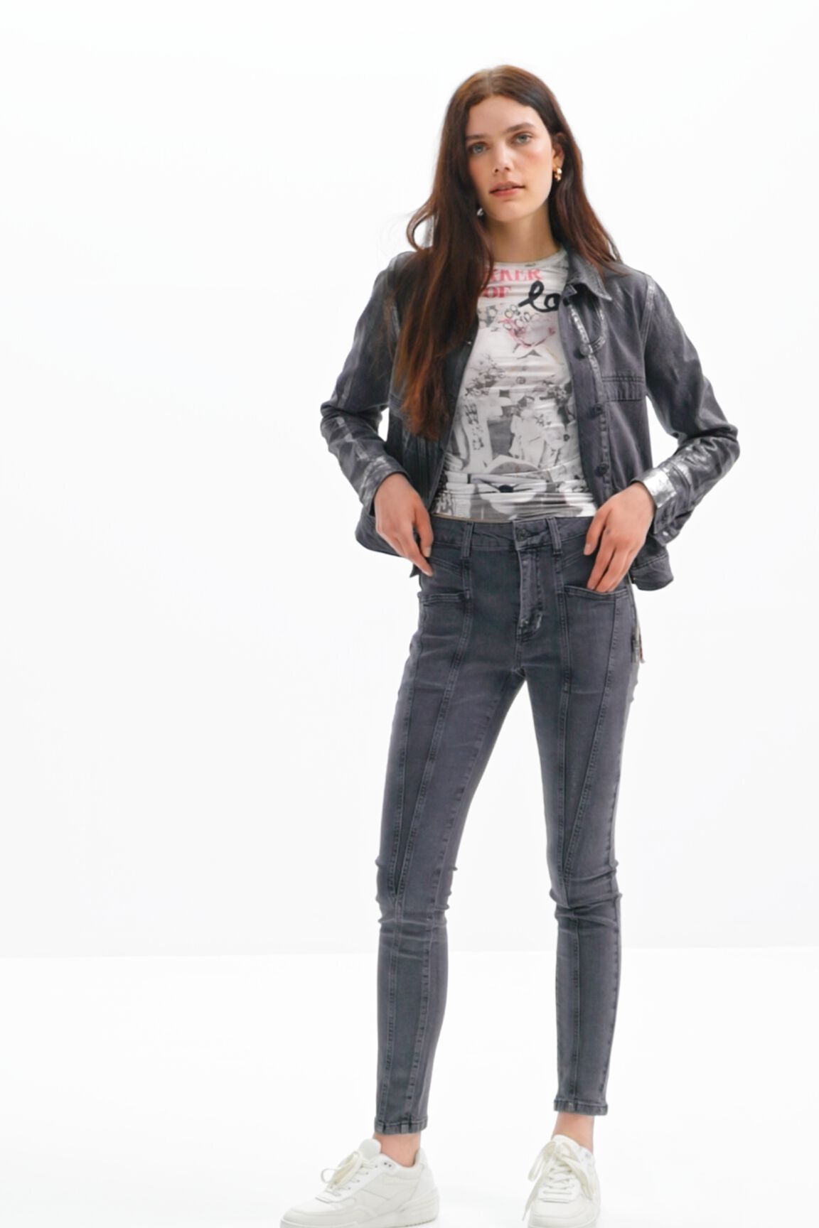 Women's Metallic push-up skinny jeans I Desigual.com