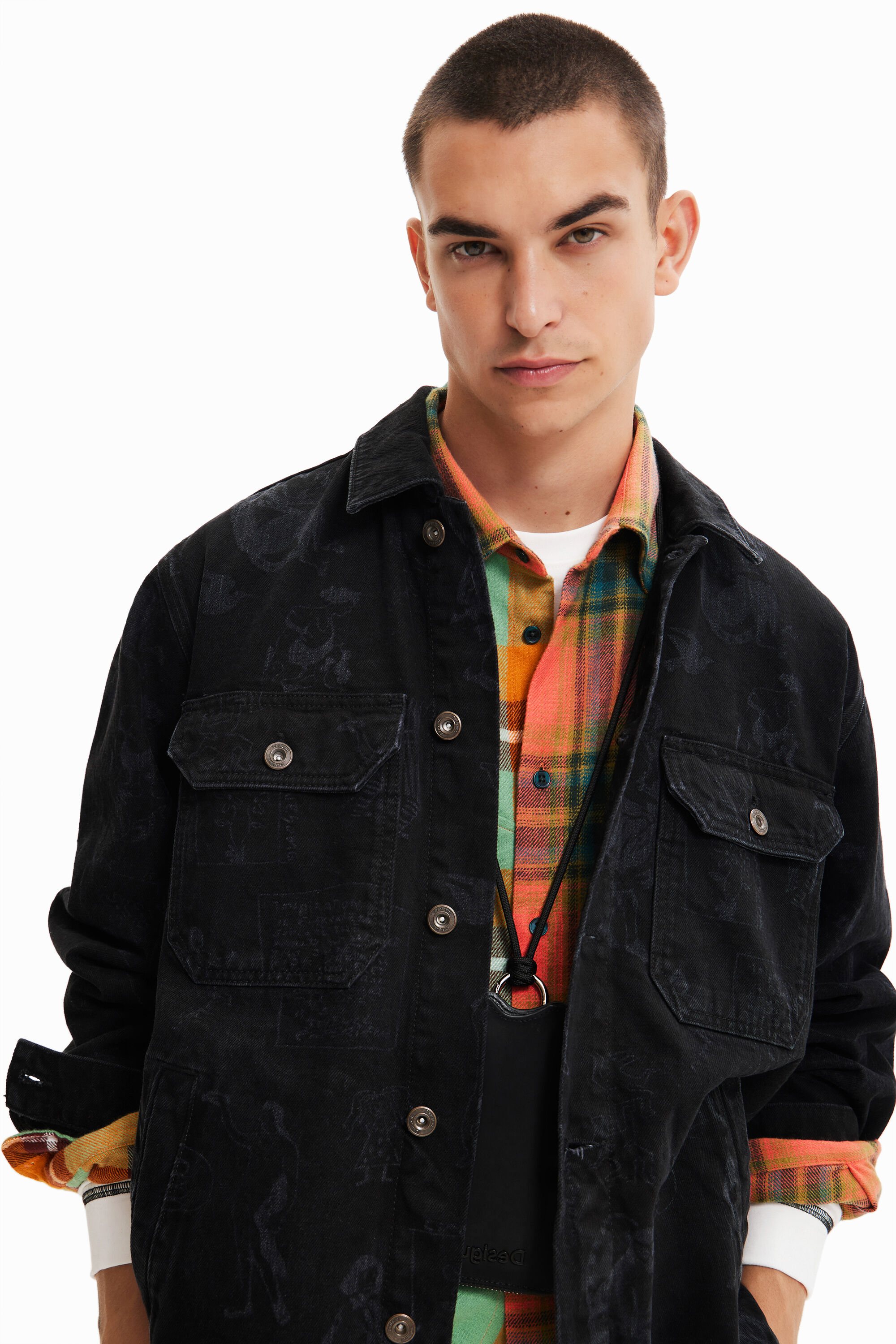 Printed jeans jacket discount