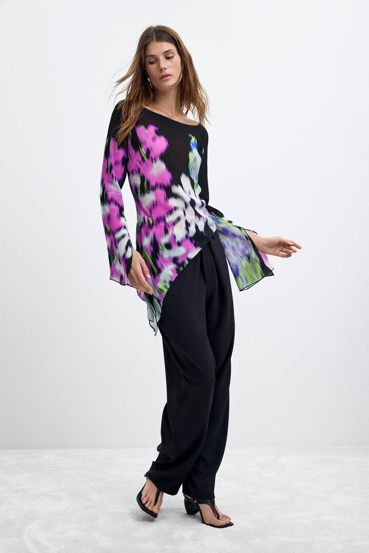 Blouse asym&eacute;trique imprim&eacute;e M. C. Lacroix