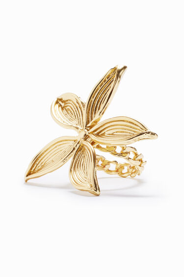 Zalio gold-plated flower ring | Desigual
