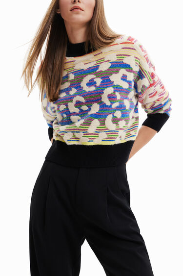 Striped leopard-effect jumper | Desigual