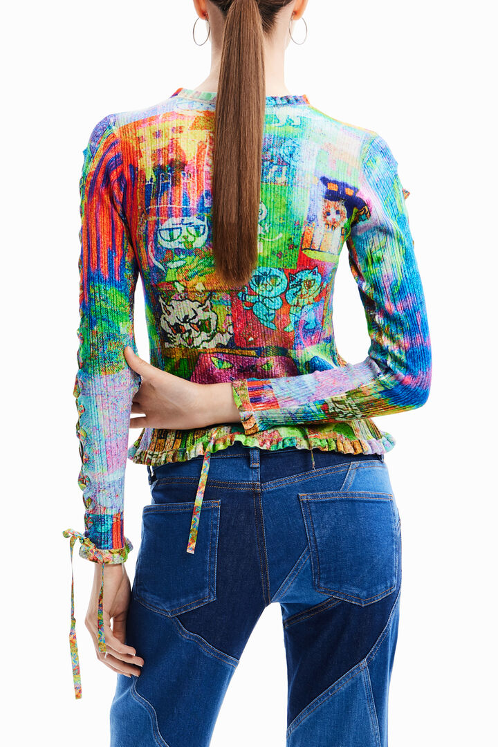 Jersey canalé gatos María Escoté | Desigual