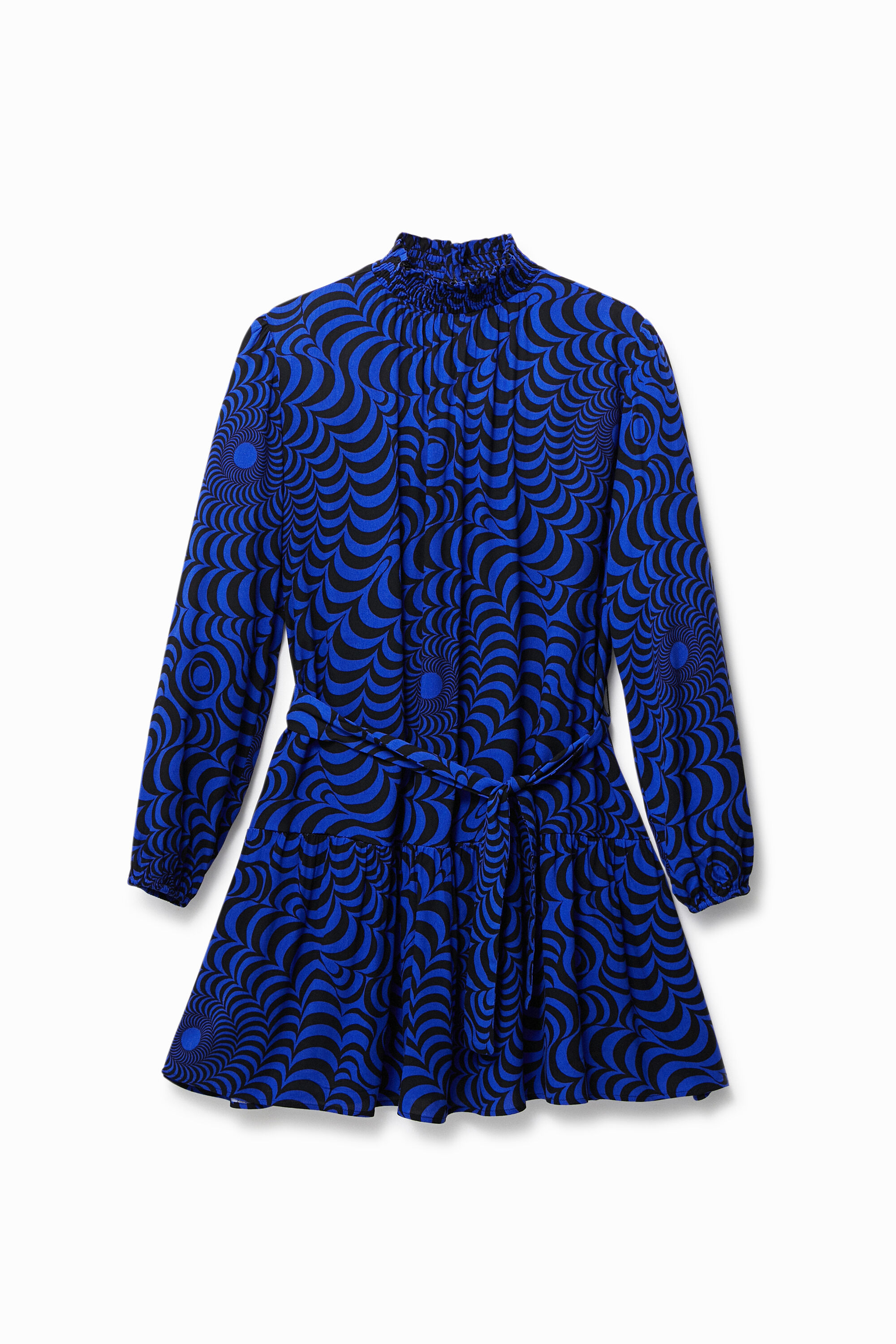 Desigual Psychedelische korte jurk met riem - BLUE