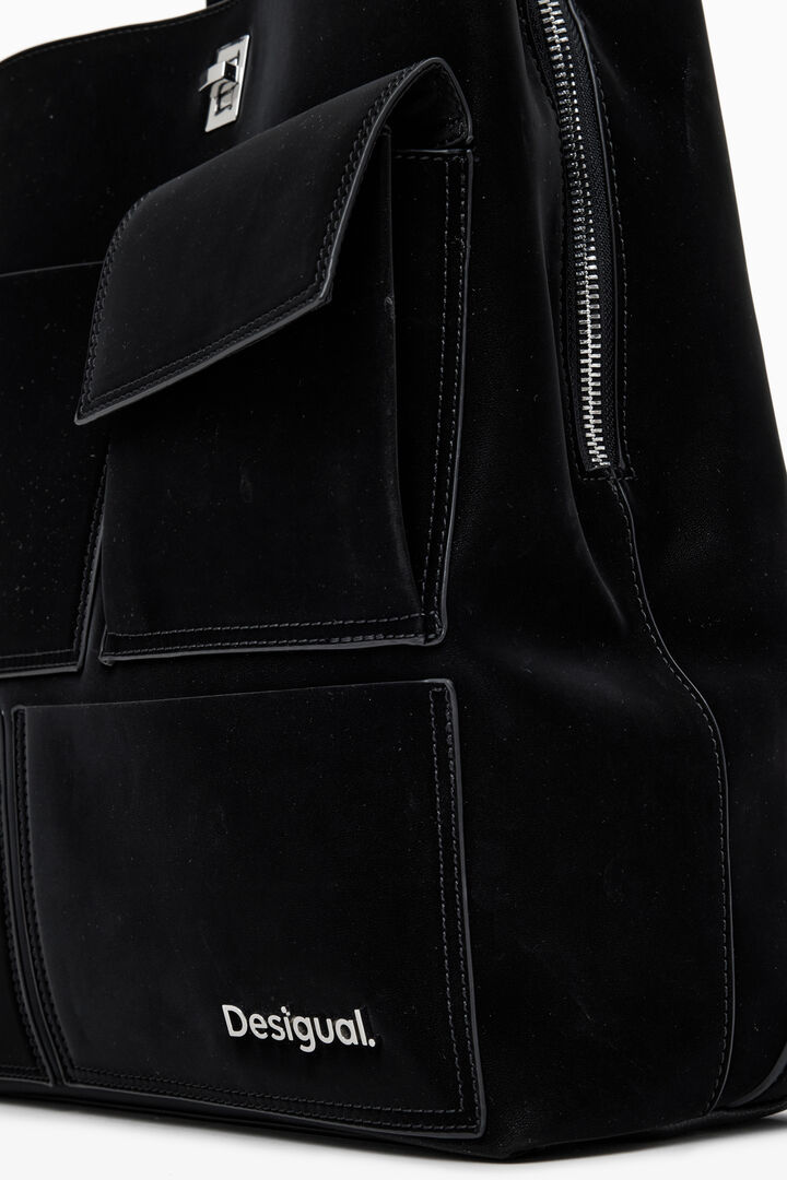Medium faux leather backpack with pockets | Desigual
