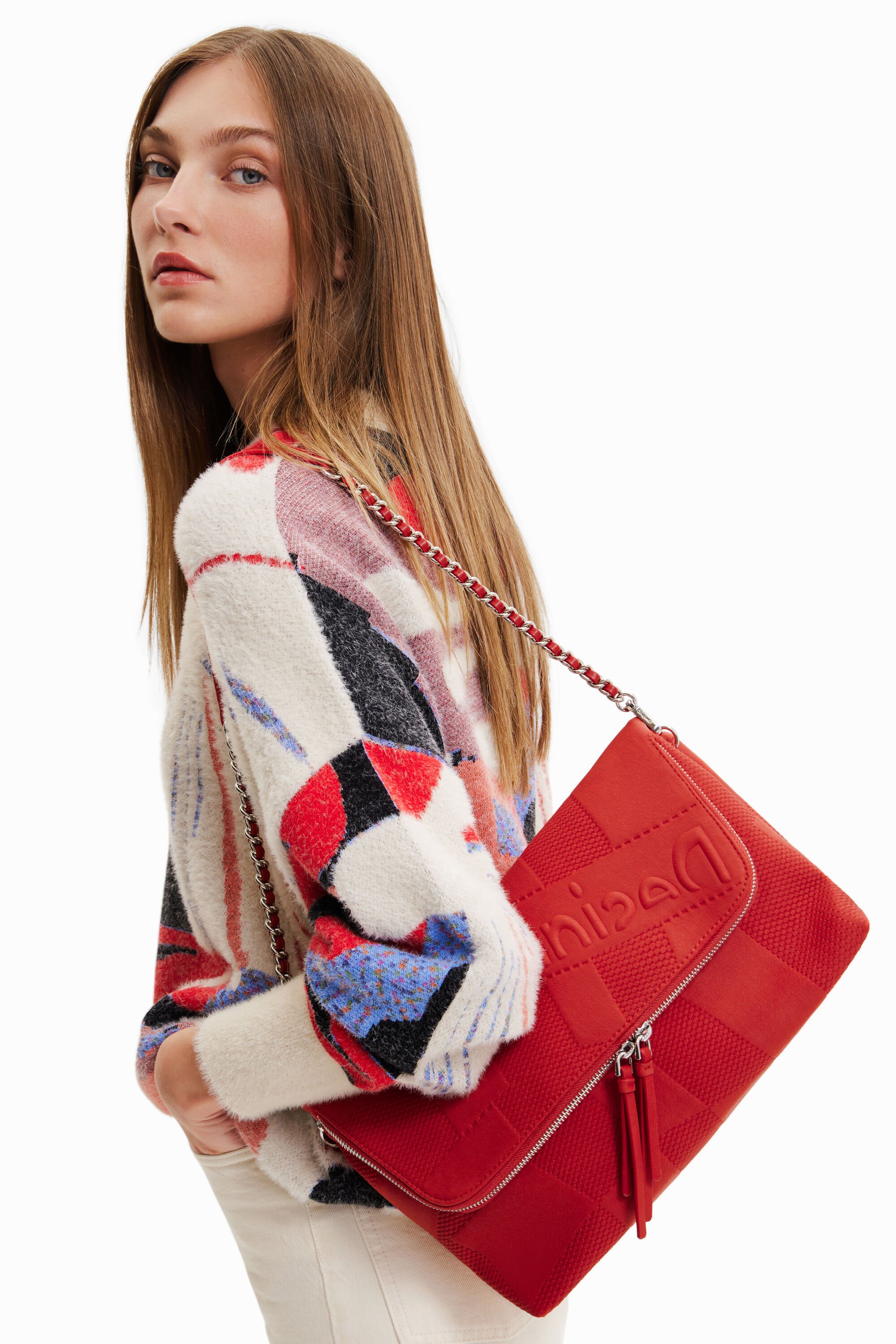 Large textured crossbody bag
