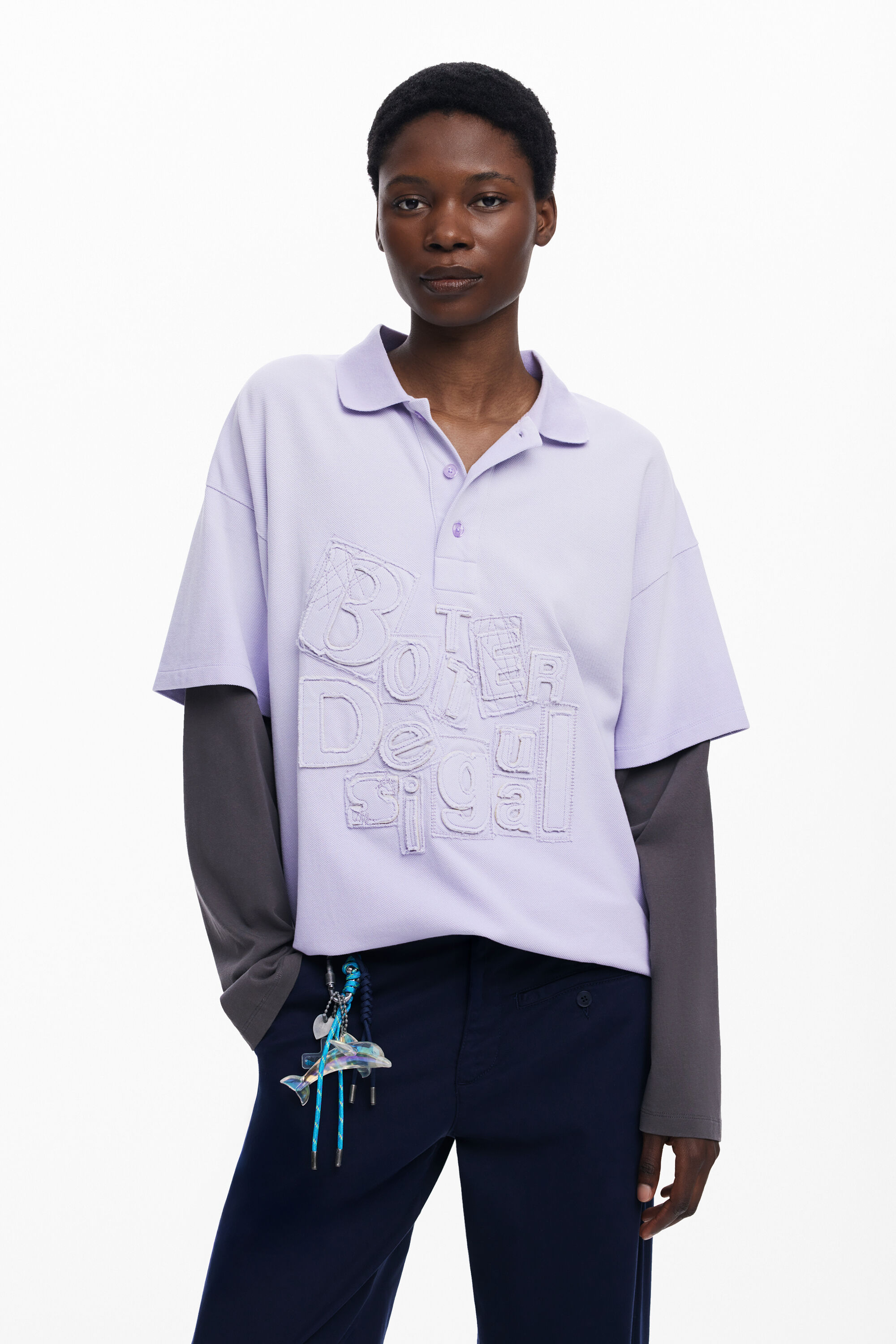 Dubbel mouw patch T shirt Botter