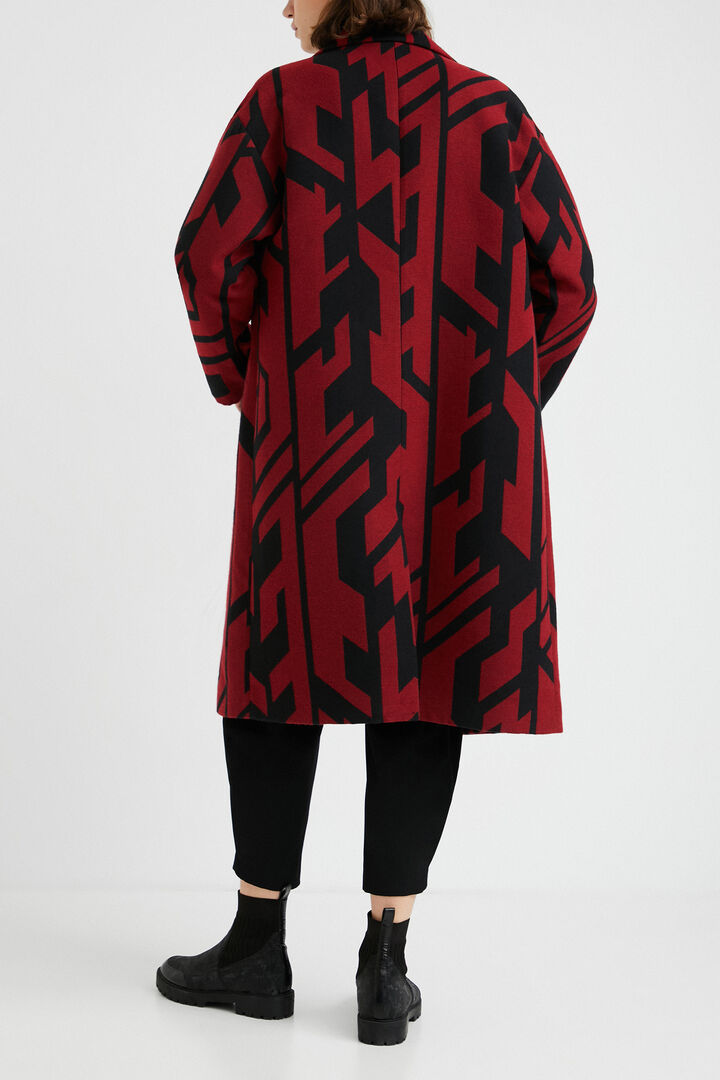 Oversized straight geometric coat | Desigual