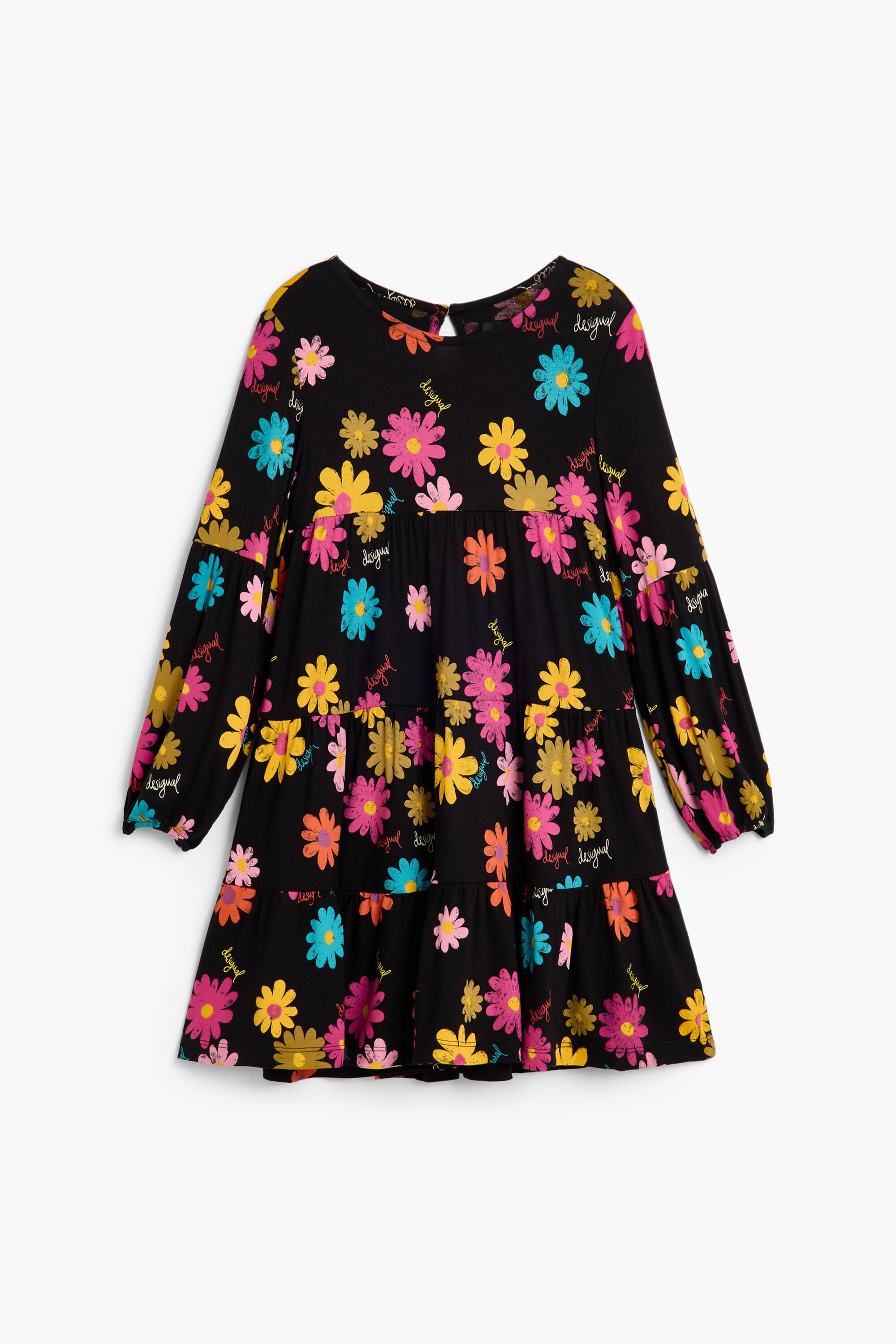 Vestido Manga Larga, Viscosa, Negro,