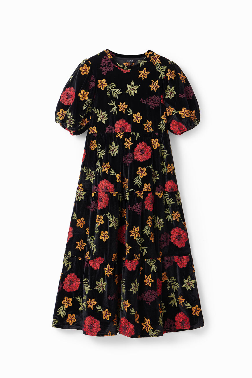 A-line floral midi dress