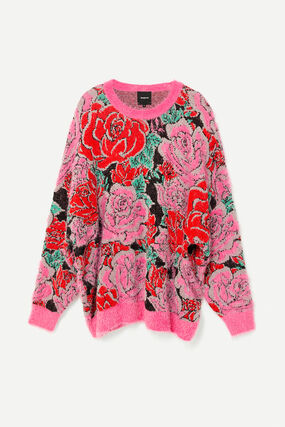 Floral oversize floral tricot jumper