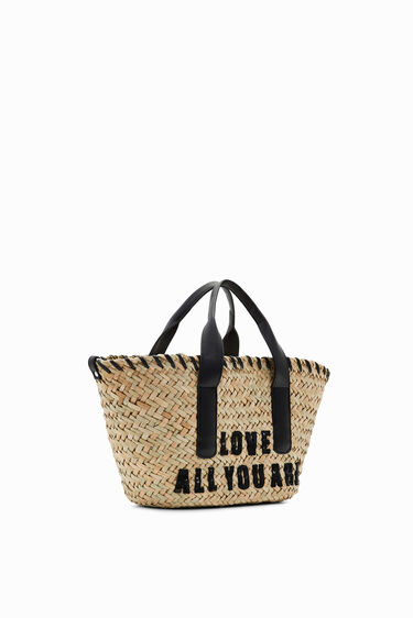 Small message raffia basket bag | Desigual