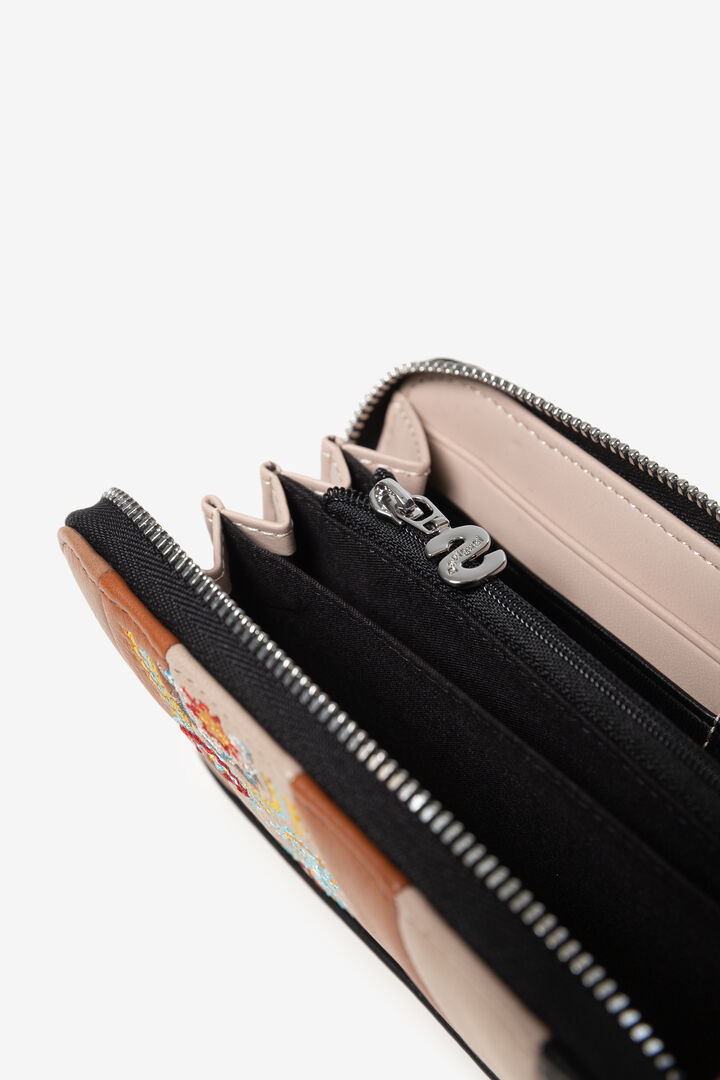 Leather effect wallet of coloured strips and paisley embroidery | Desigual