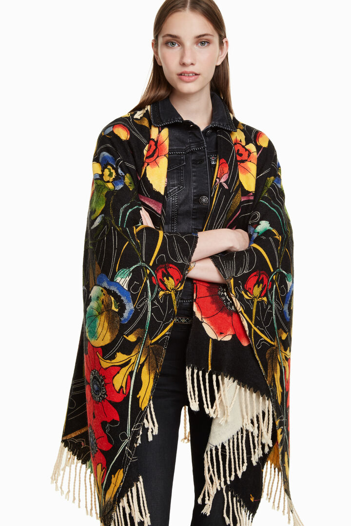 Reversible crossed poncho | Desigual