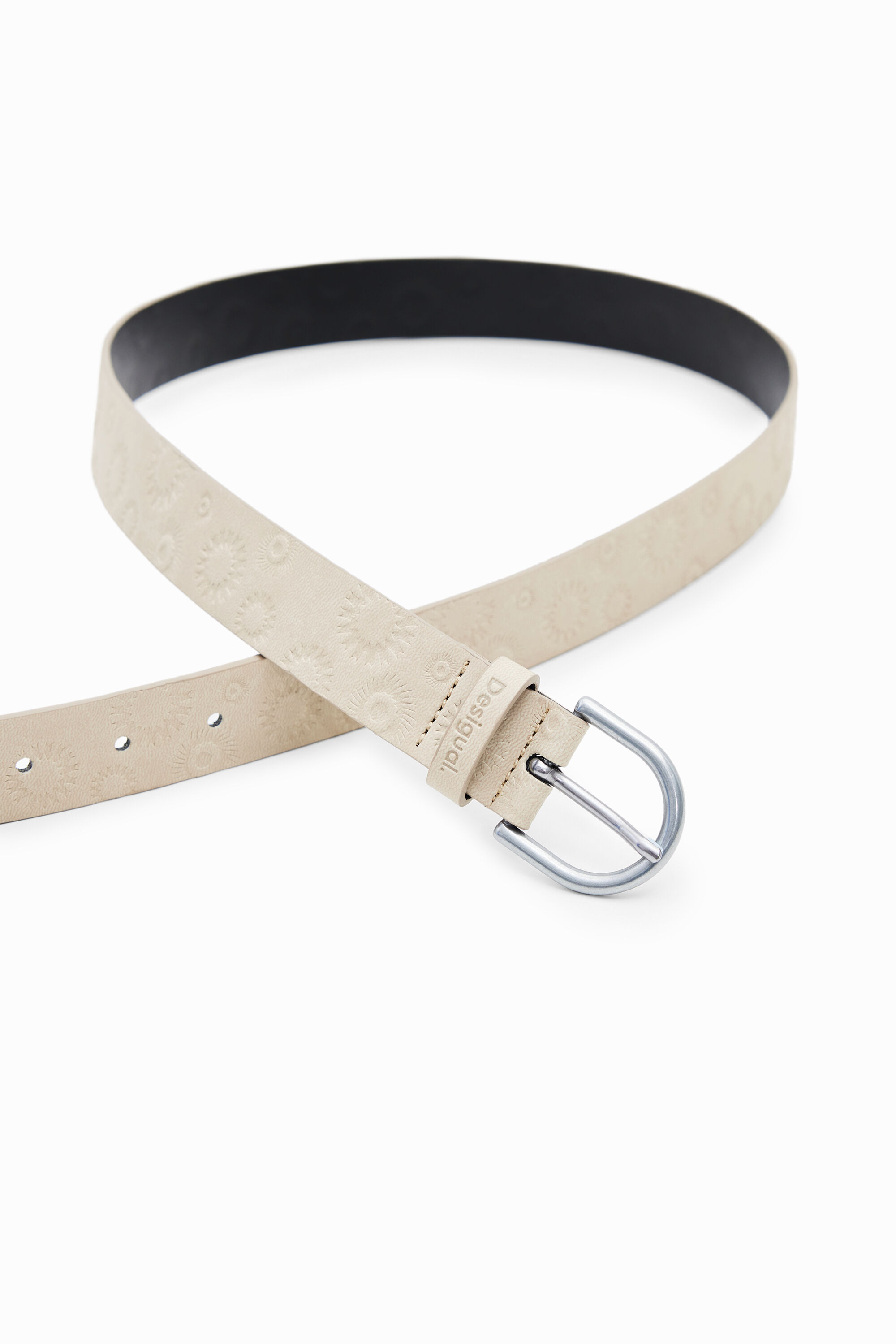 Shop Desigual Geometric Leather Belt In Brown