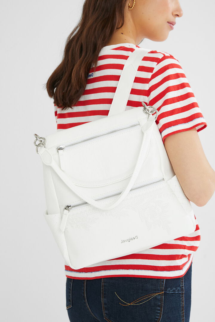Backpack leather effect flowers | Desigual