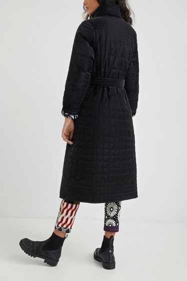 womens padded coat with belt