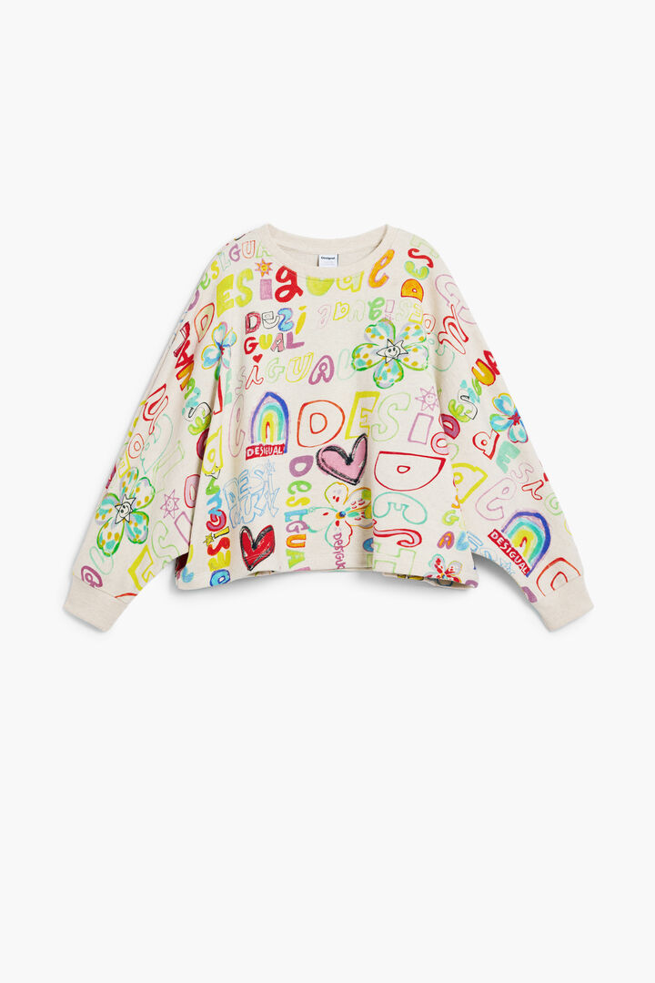 3/4 sleeve sweatshirt with lettering | Desigual