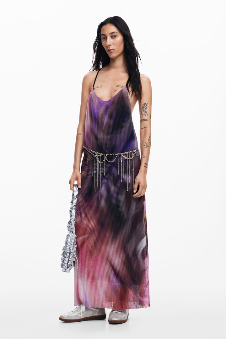 Pleated dress with floral print