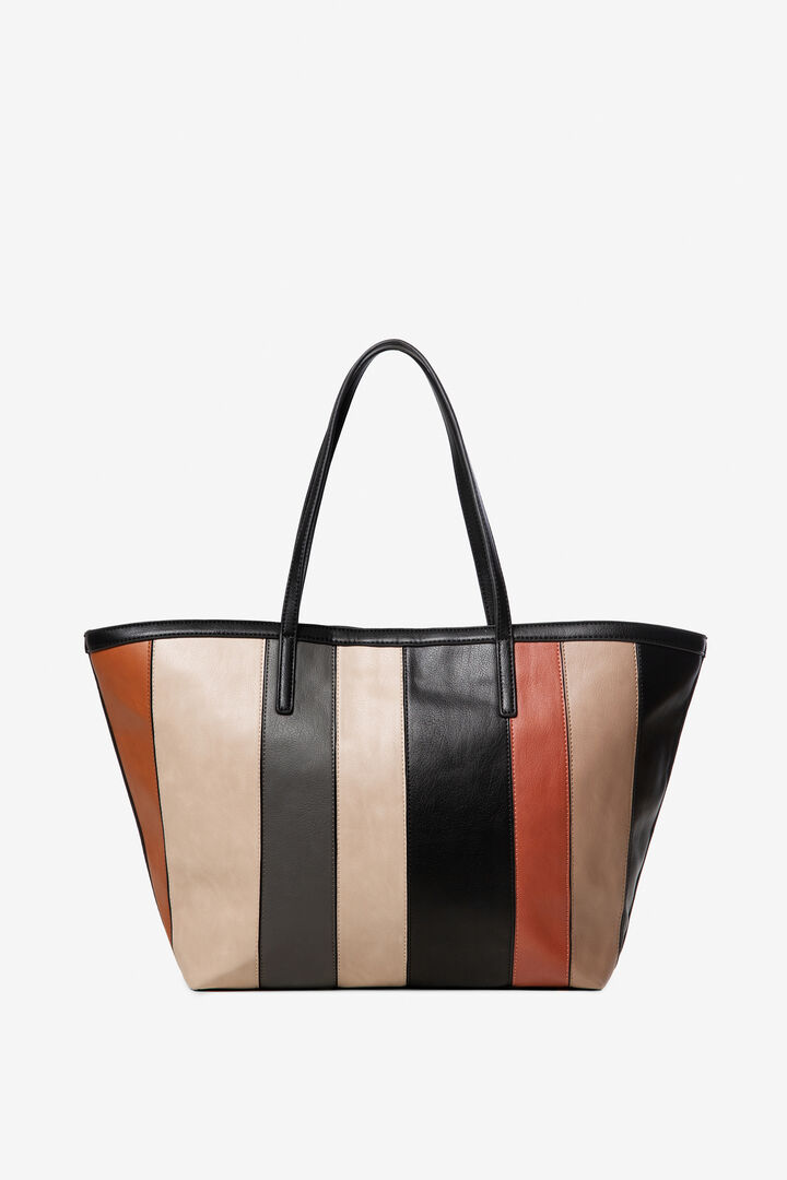 Basket bag with PU leather strips | Desigual