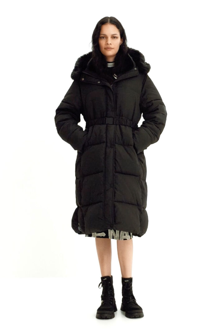 Long padded coat with belt | Desigual