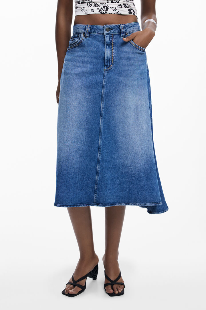 Asymmetrische midi spijkerrok | Desigual