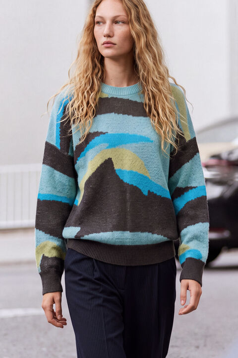 MAGLIONE OVERSIZE CON PAESAGGIO
