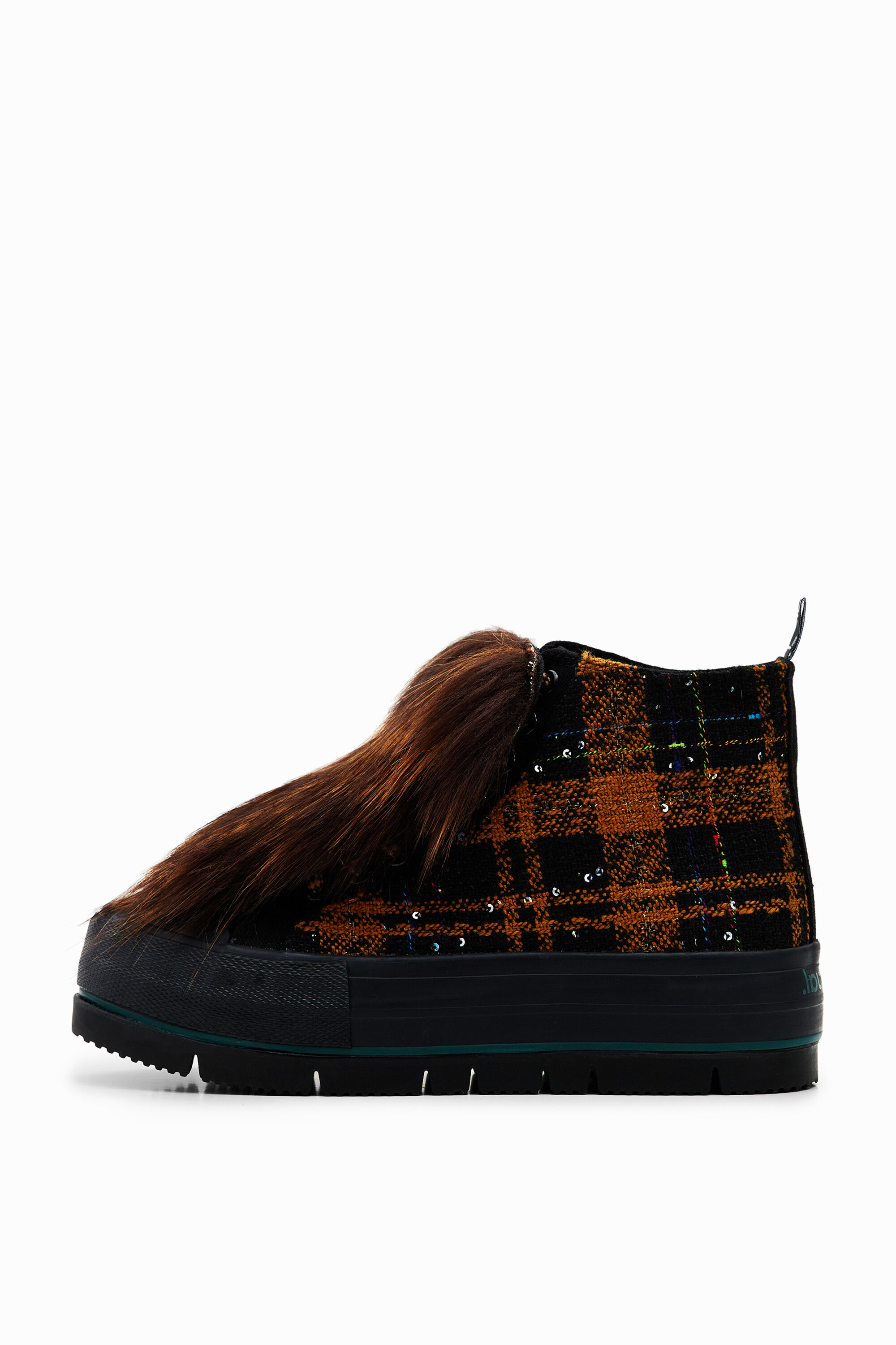 Fur platform high-top sneakers - MATERIAL FINISHES - 38
