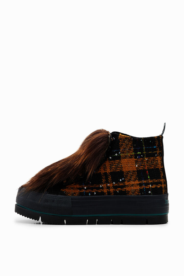 Fur platform high-top sneakers