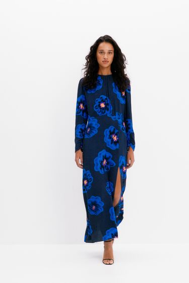 Long floral slit dress | Desigual