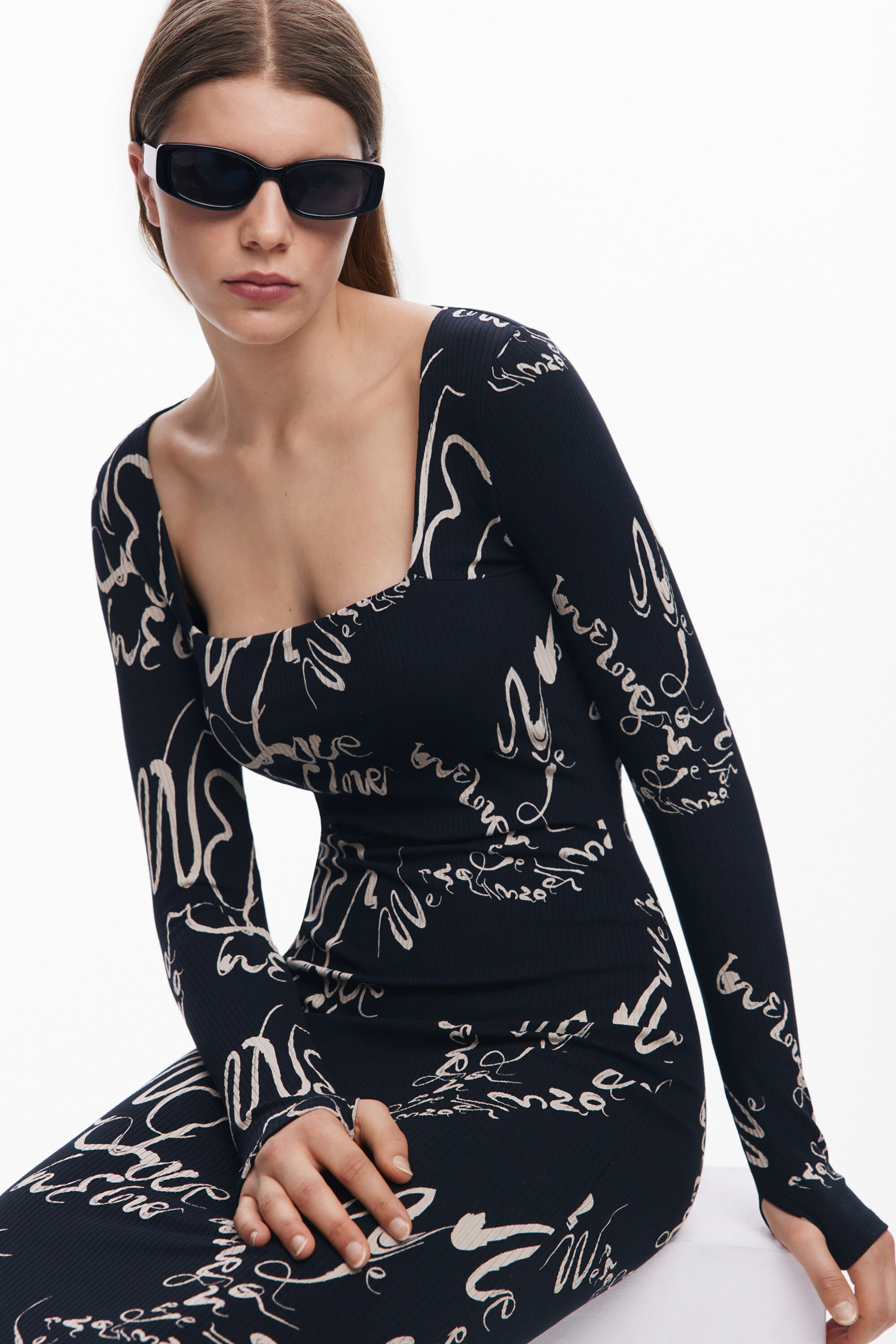 Desigual Margaritis Floral Stretch Cotton T-shirt Dress In Black