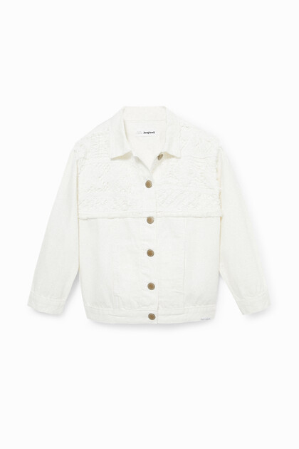 Crochet denim jacket