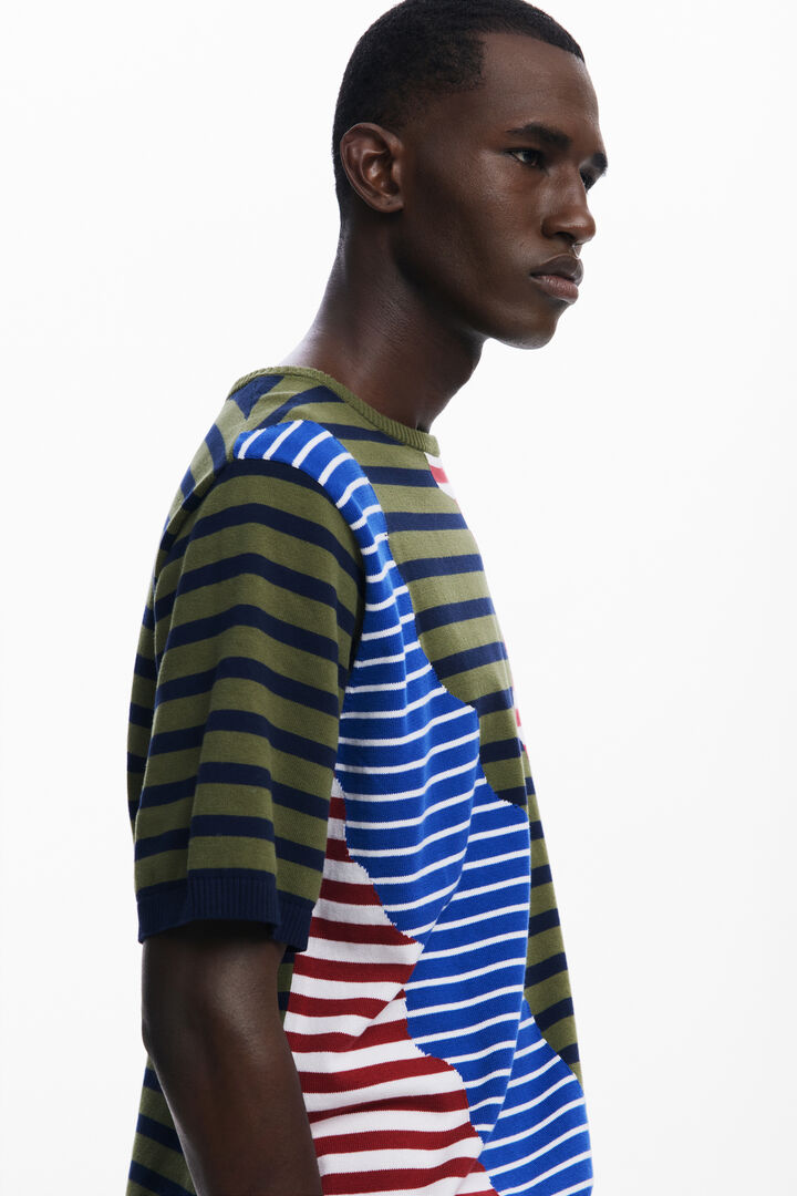 Asymmetric striped T-shirt | Desigual