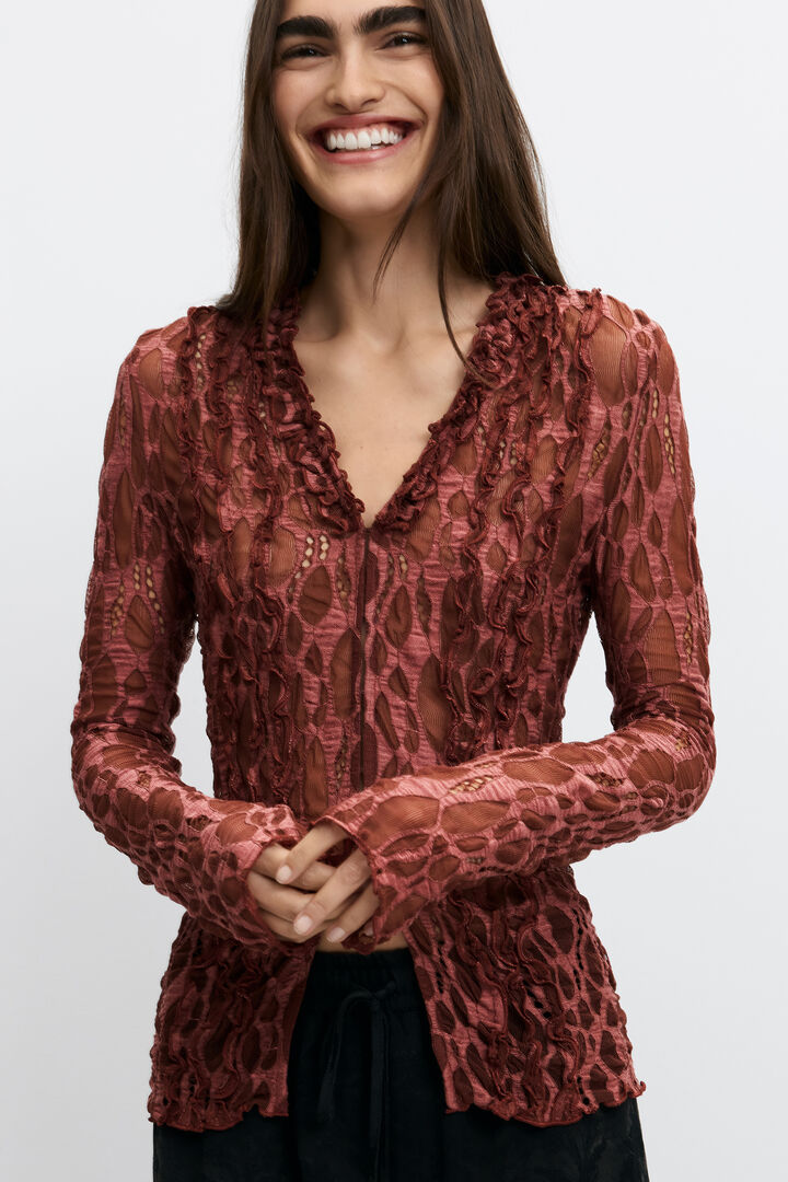 long sleeve tulle T-shirt