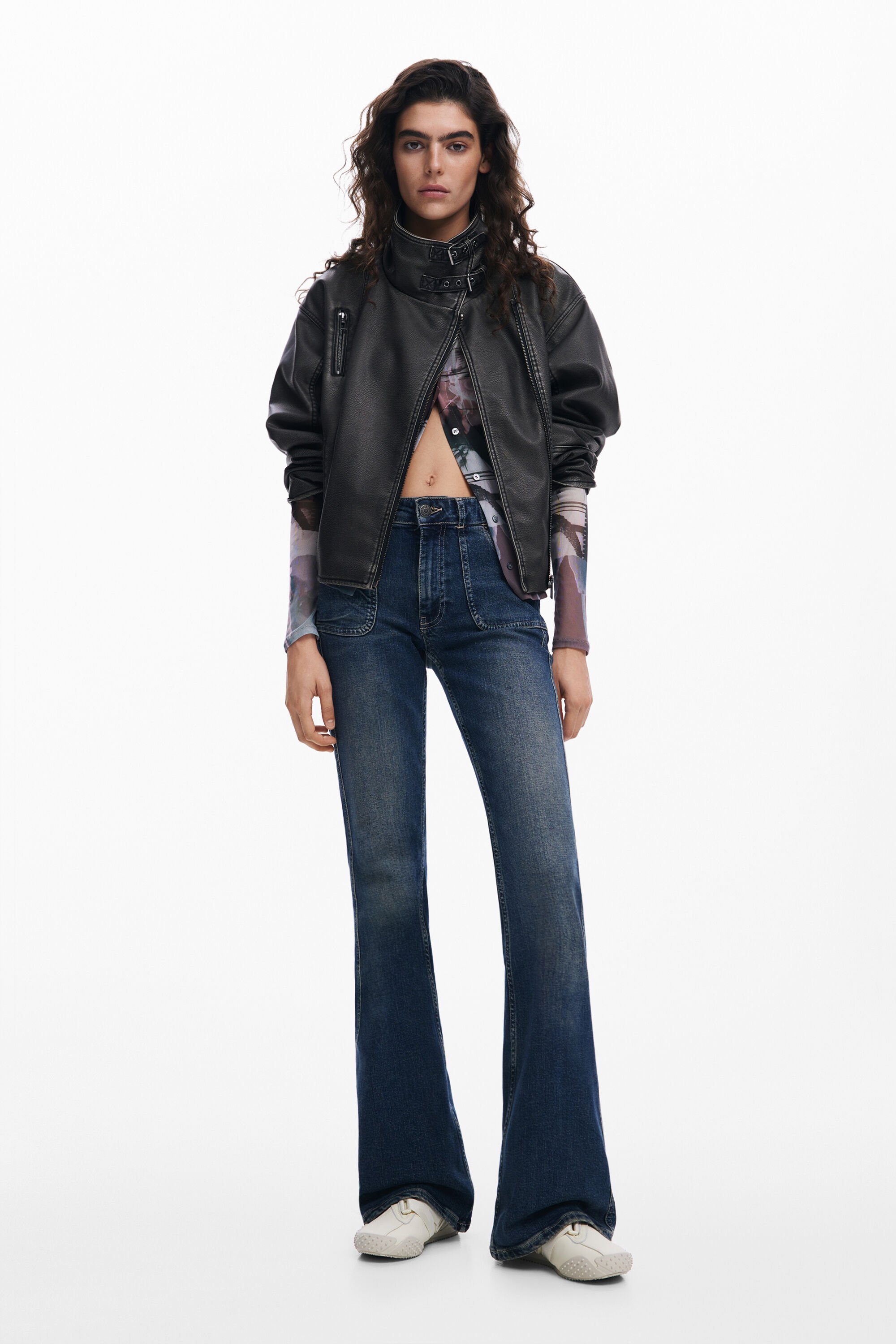 Oversized leather-effect biker jacket Women's I Desigual.com Oversized leather-effect biker jacket Women's I Desigual.com