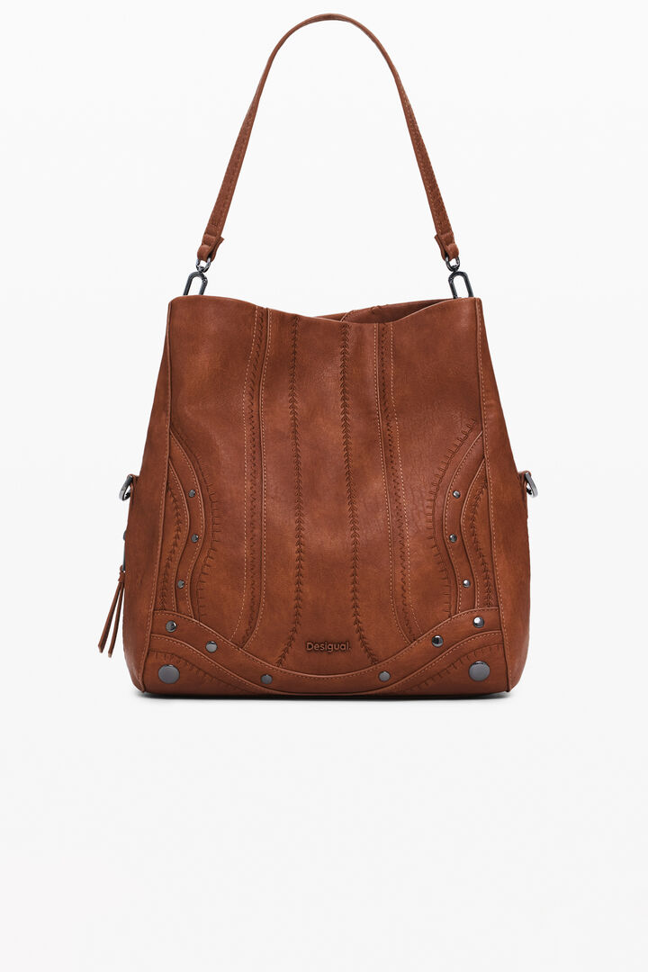 Medium embroidered faux leather bag | Desigual