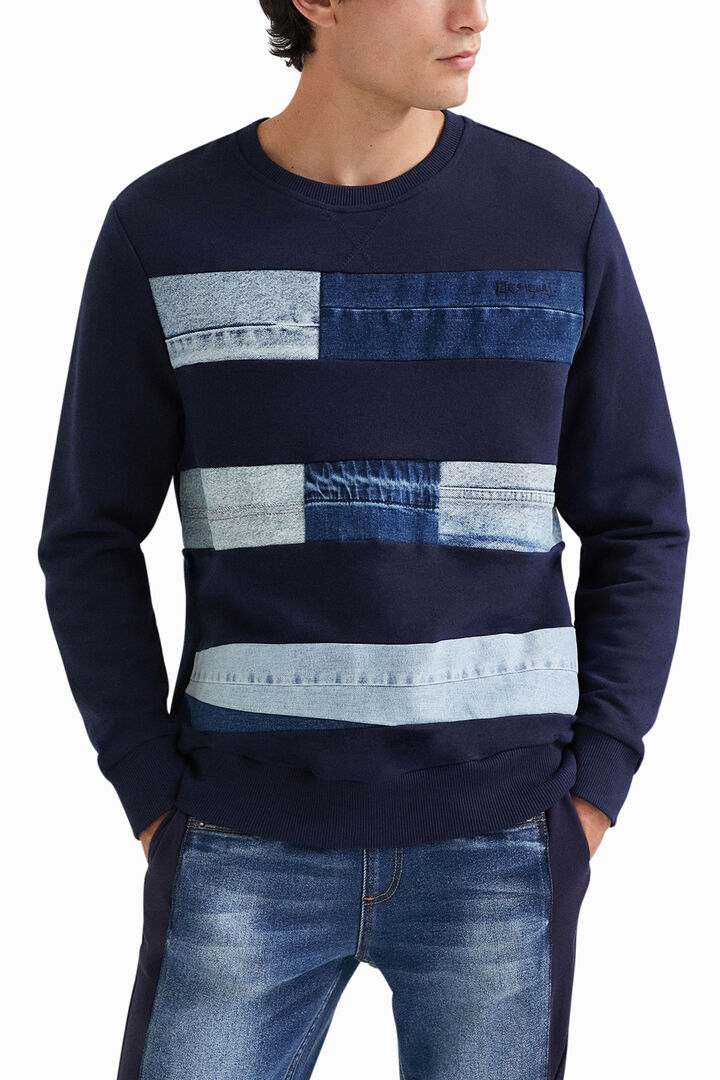 Sudadera felpa parches vaqueros | Desigual
