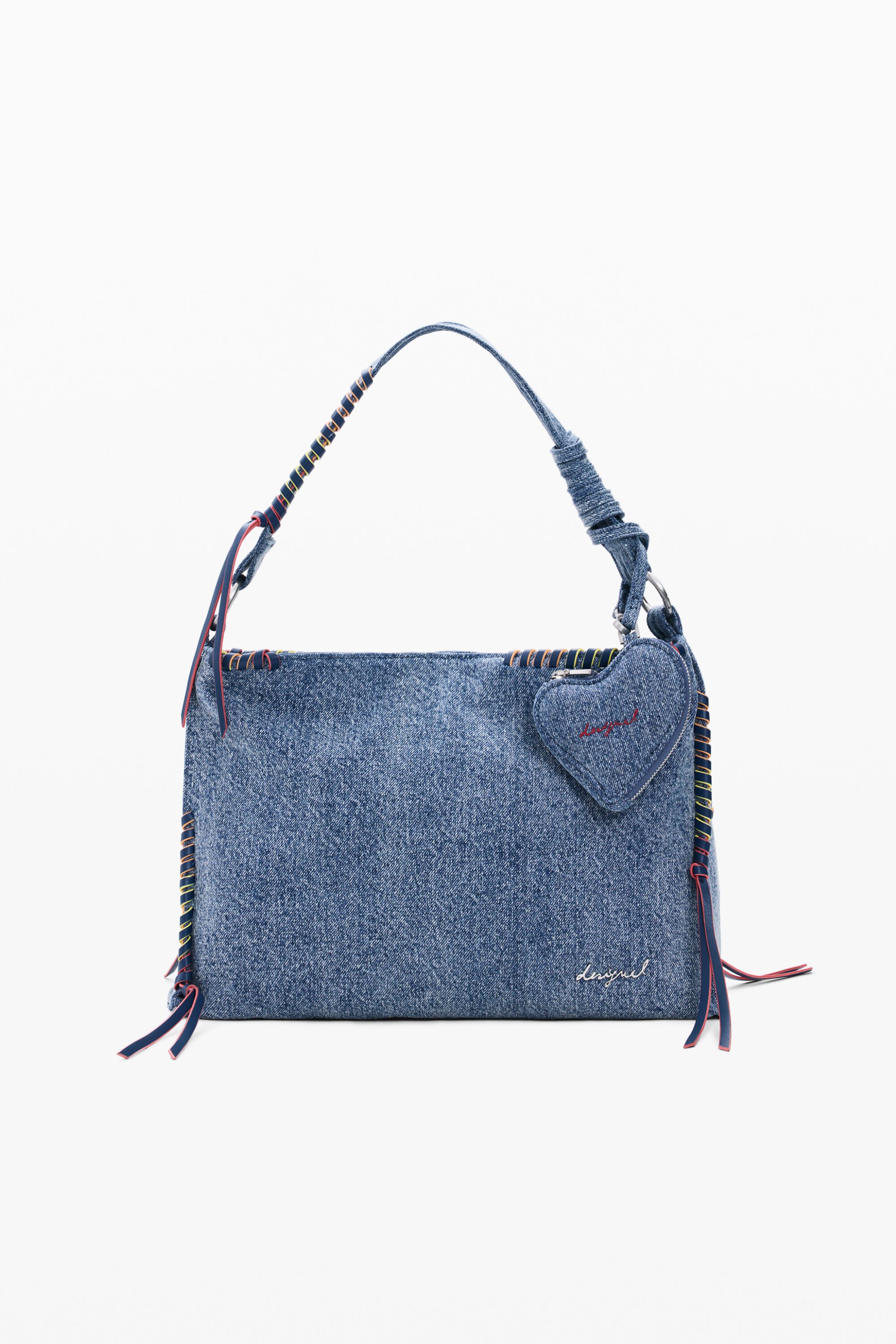 Desigual, Große Denim-Tasche Herz, Damen, Baumwolle, Blau, U