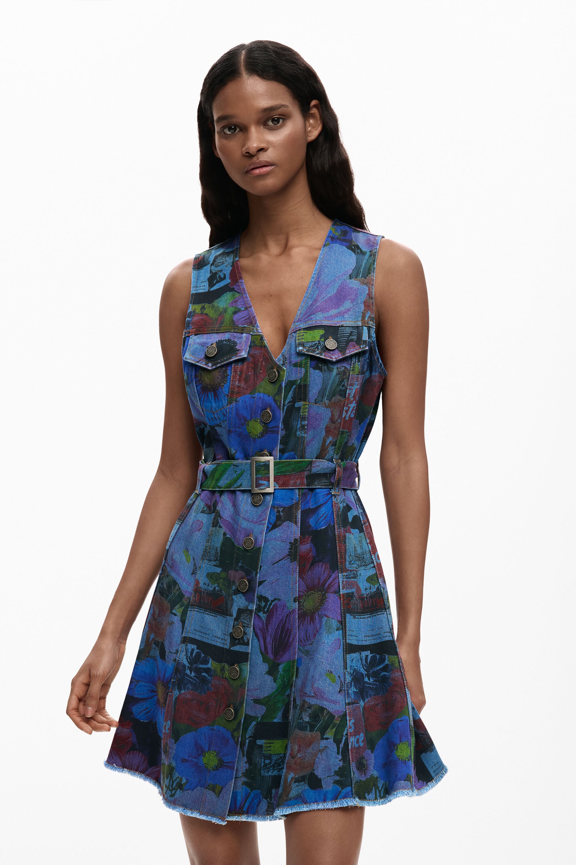 デニムミニワンピース 青 女性用 I Desigual.com