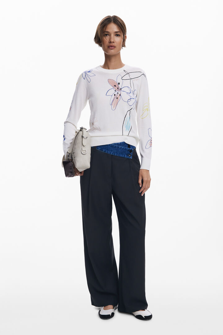 Jersey fino trazos flores | Desigual