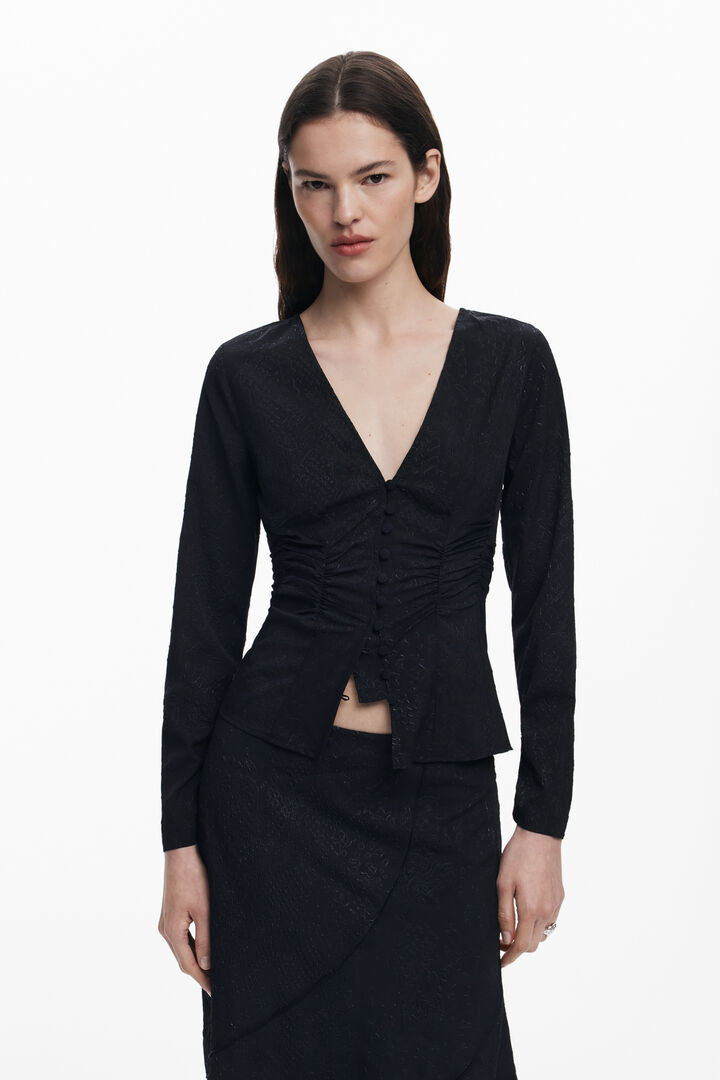 Blusa encaje cuello V | Desigual