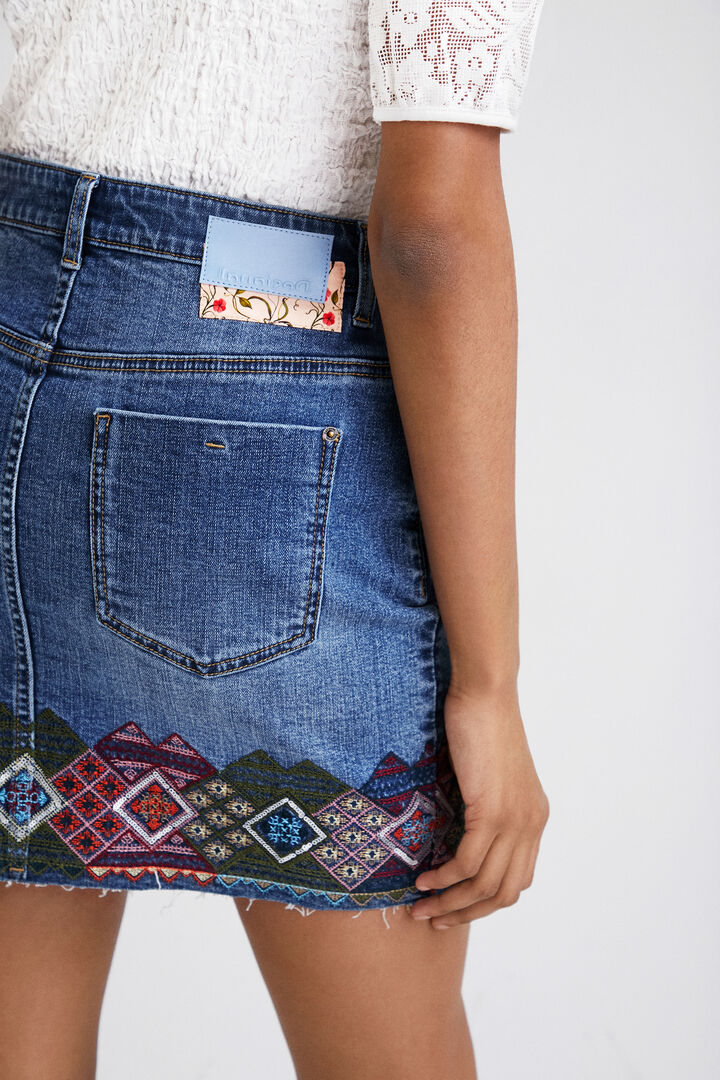 Mini-jupe en jean à frises | Desigual