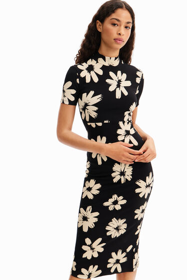 Slim arty floral midi dress | Desigual