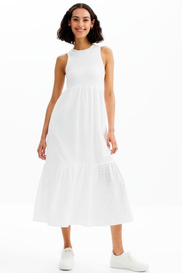 Long embroidered combination dress | Desigual