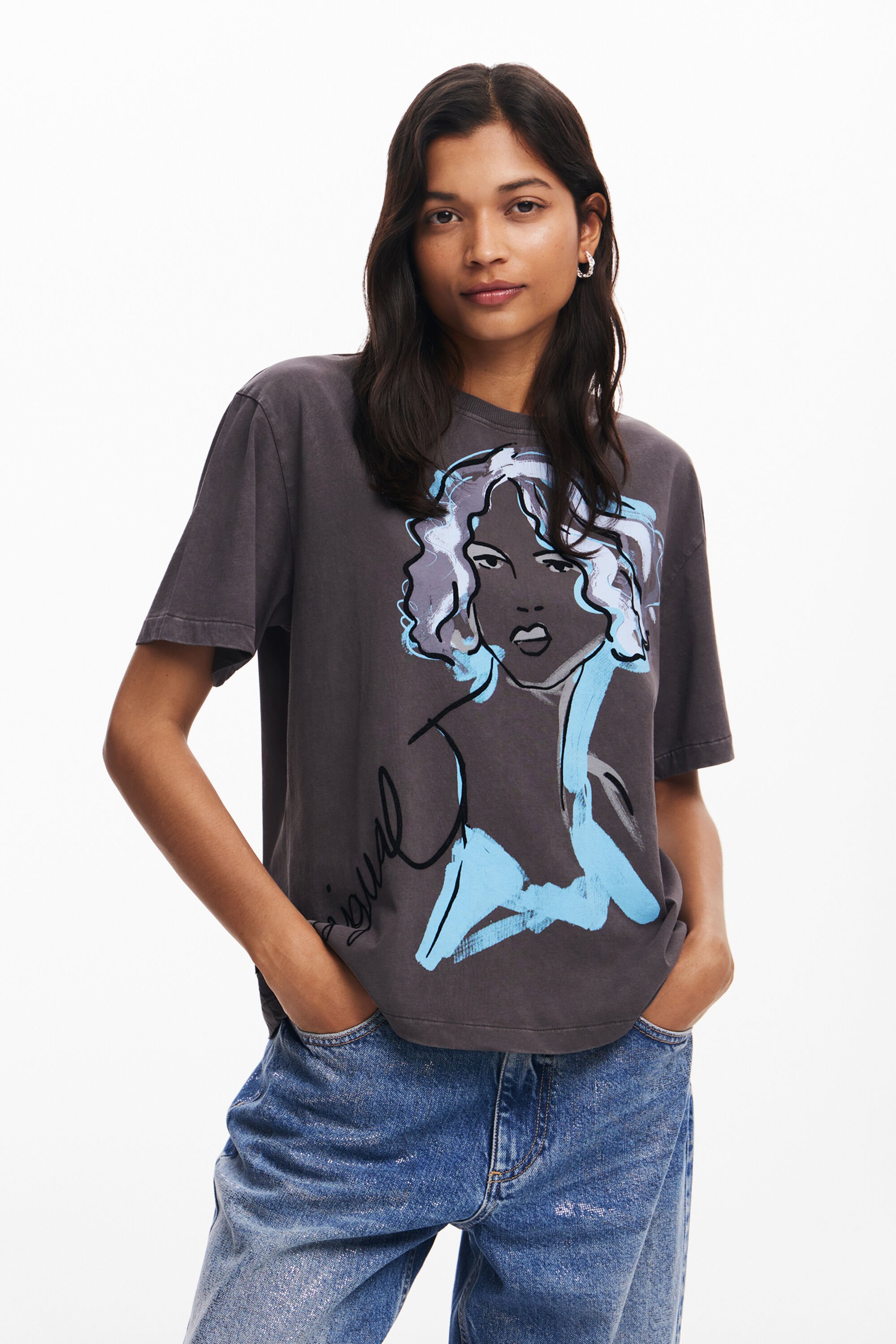 Camiseta ilustracion rostro de mujer I Desigual