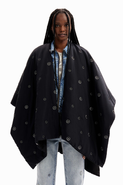 Belted padded poncho
