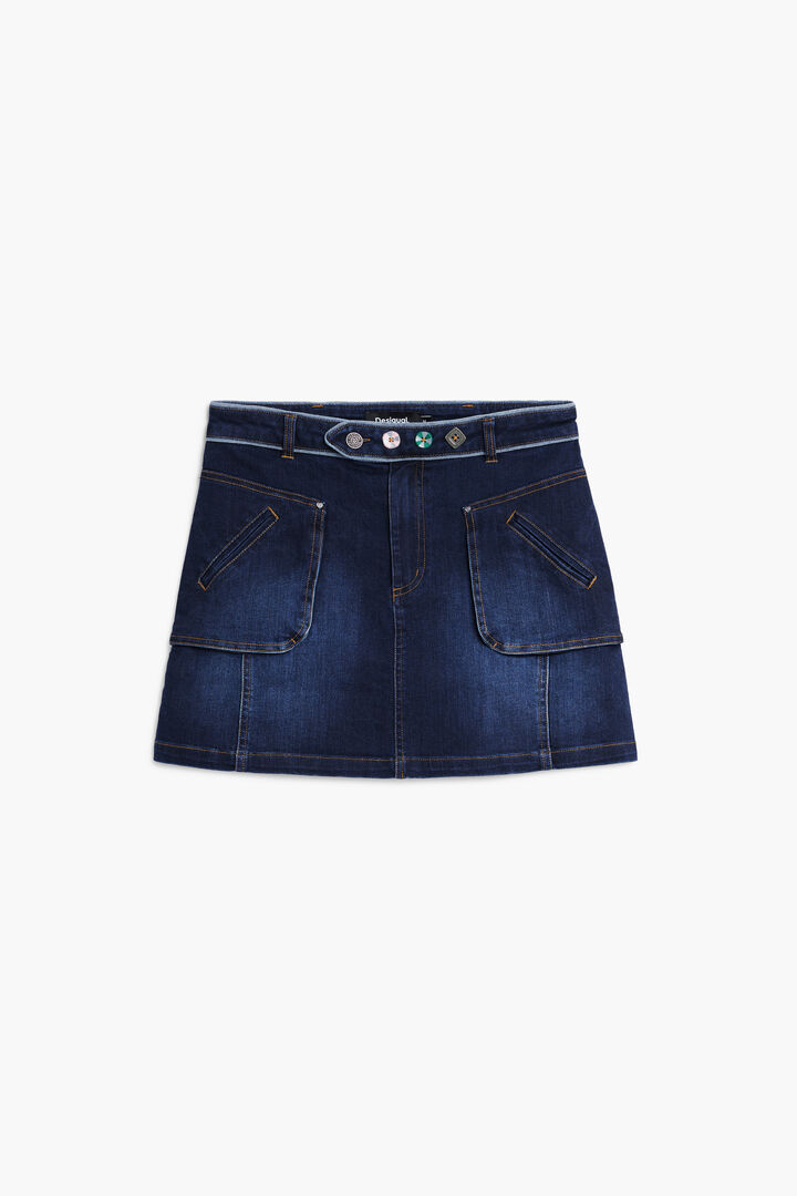 Short denim skirt with belt | Desigual