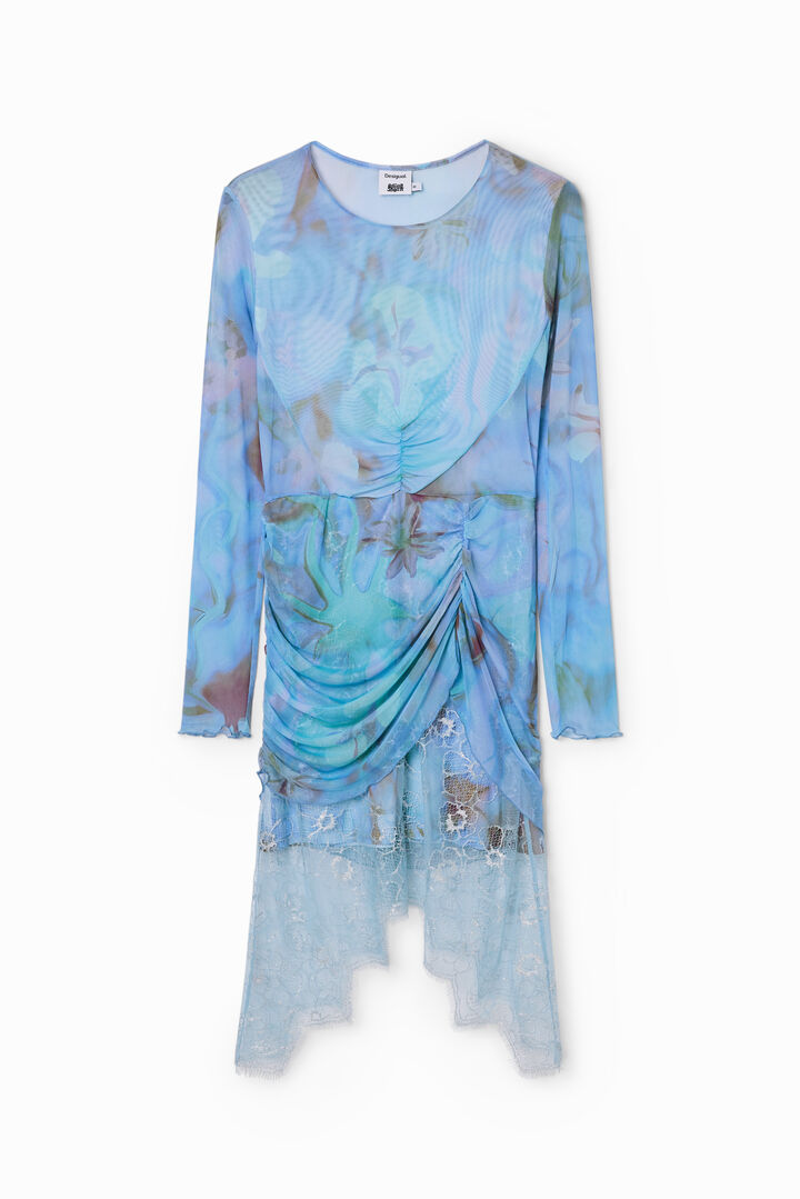 Vestido corto de malla manga larga Collina Strada | Desigual