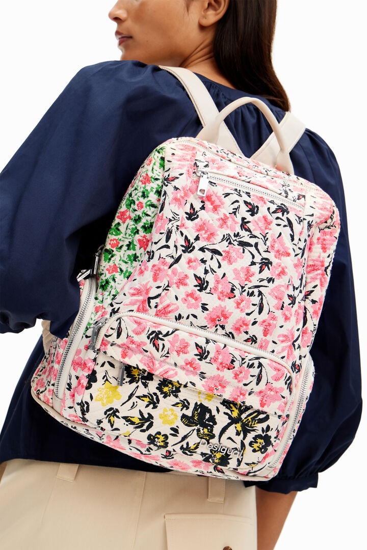 Mochila M canvas flores | Desigual