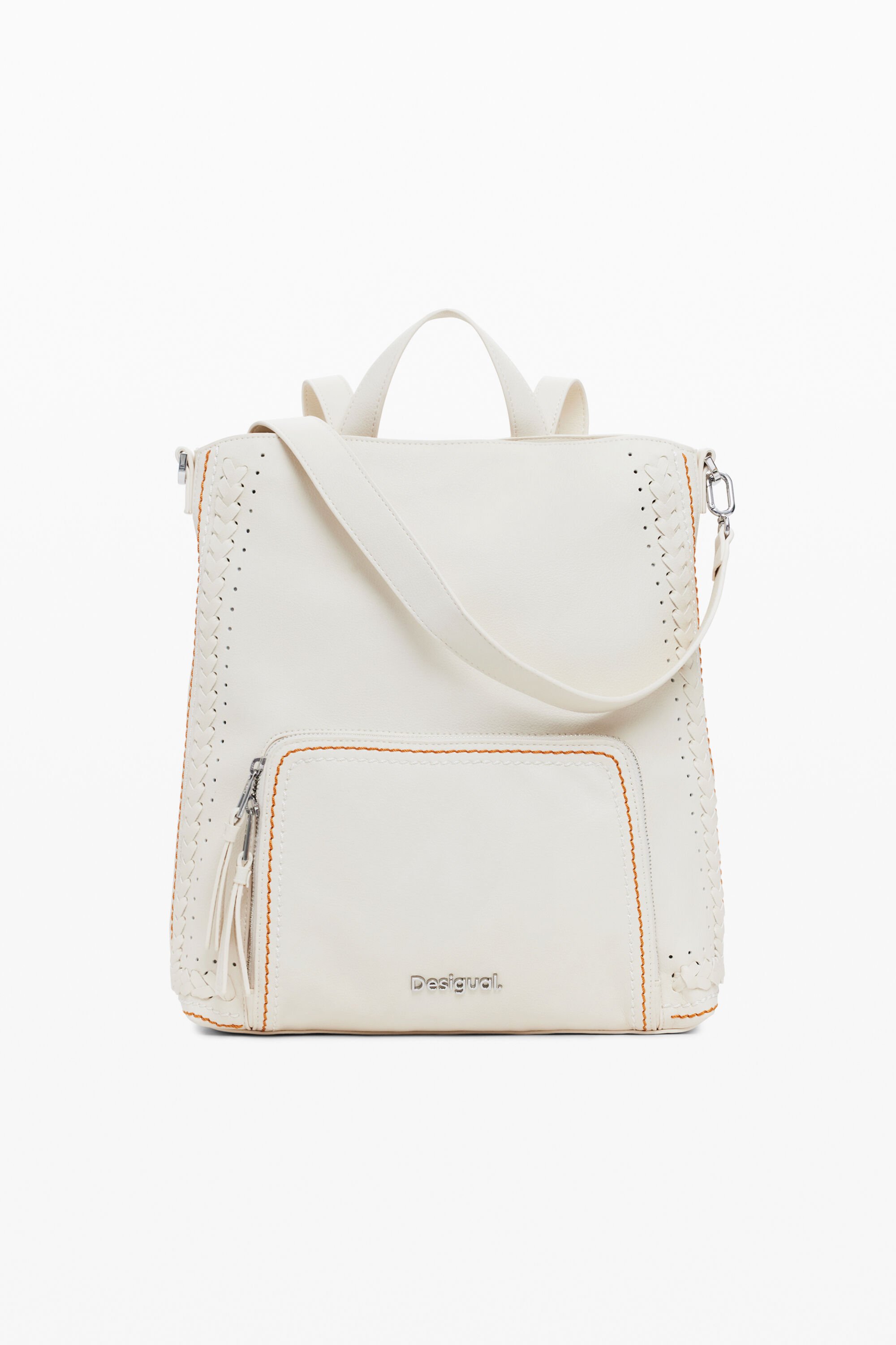 Desigual Middelgrote gevlochten rugzak - WHITE