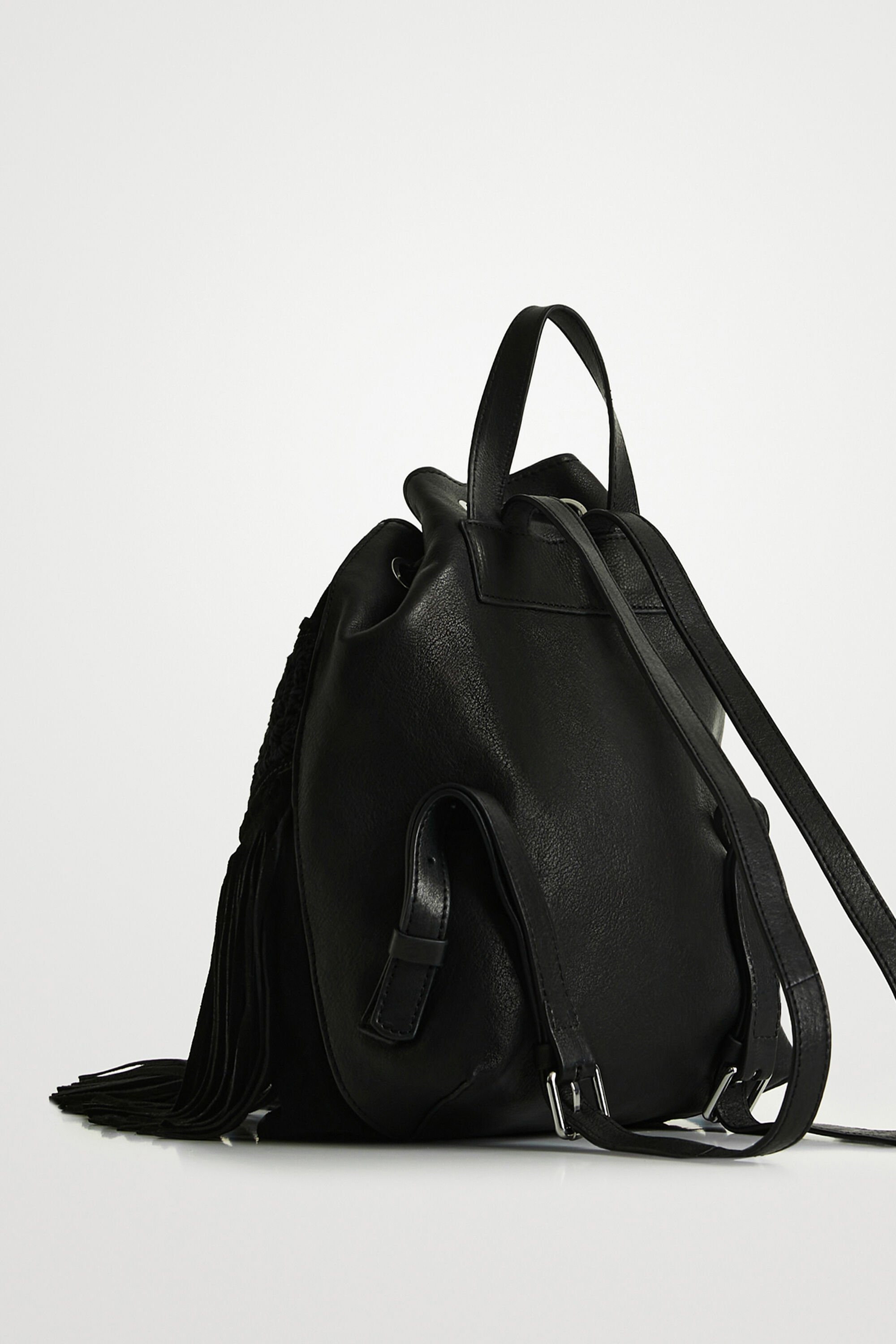 Tasselled leather backpack